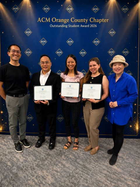 ACM Orange County Chapter Outstanding Student award recipients and chapter representatives